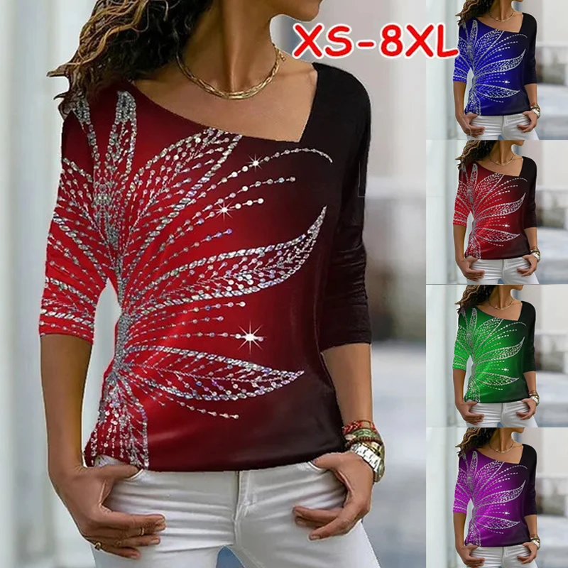 

Women's Sweatshirt Graphic Sparkly T Shirt Tee Tops Casual Print Active Streetwear Sweatshirts Round Neck Long Sleeve XS-8XL