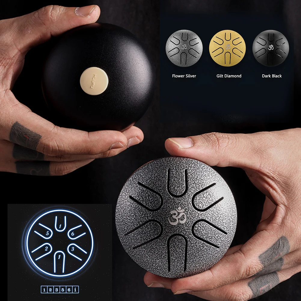 3-дюймовый 6-тоновый стальной барабан для язычка мини-ручной барабанная палочка