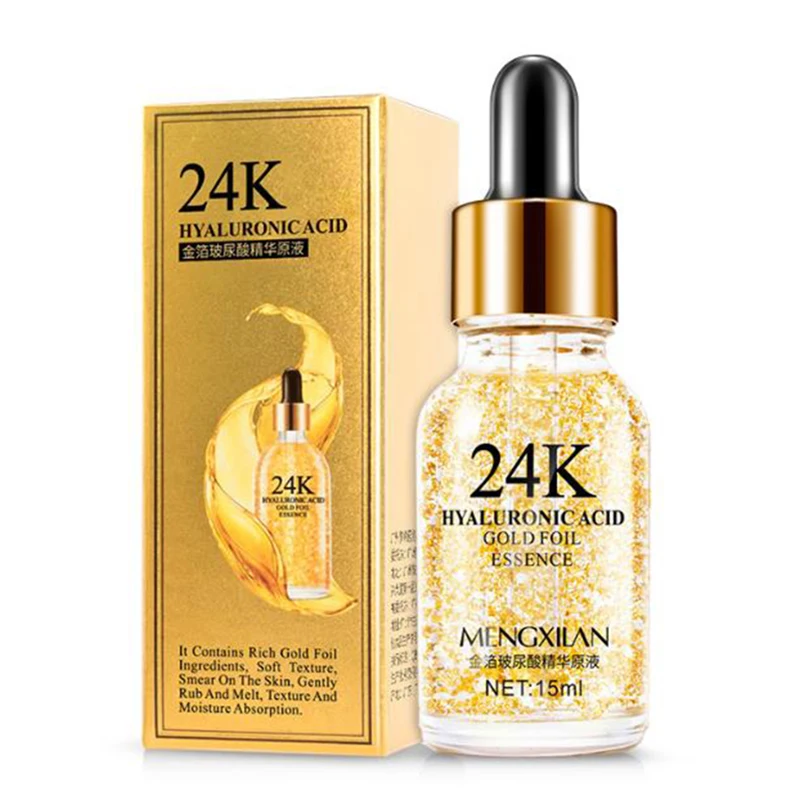 

15ml 24k Gold Hyaluronic Acid Face Serum Skin Care Essence Anti Wrinkle Shrink Pores Moisturizing Whitening Oil Control