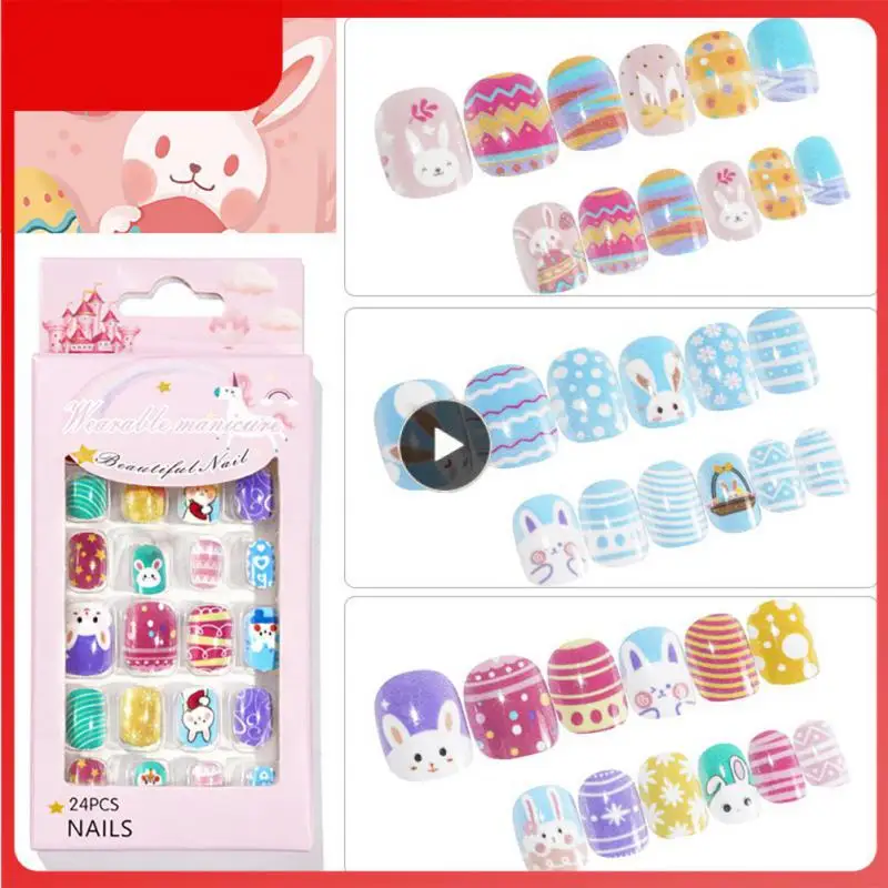 

/box Wearable Nail Patches Fake Nails Finished Nail Clips Cute Easter Child Adult Manicure Art Stickers Beauty Nail Toy