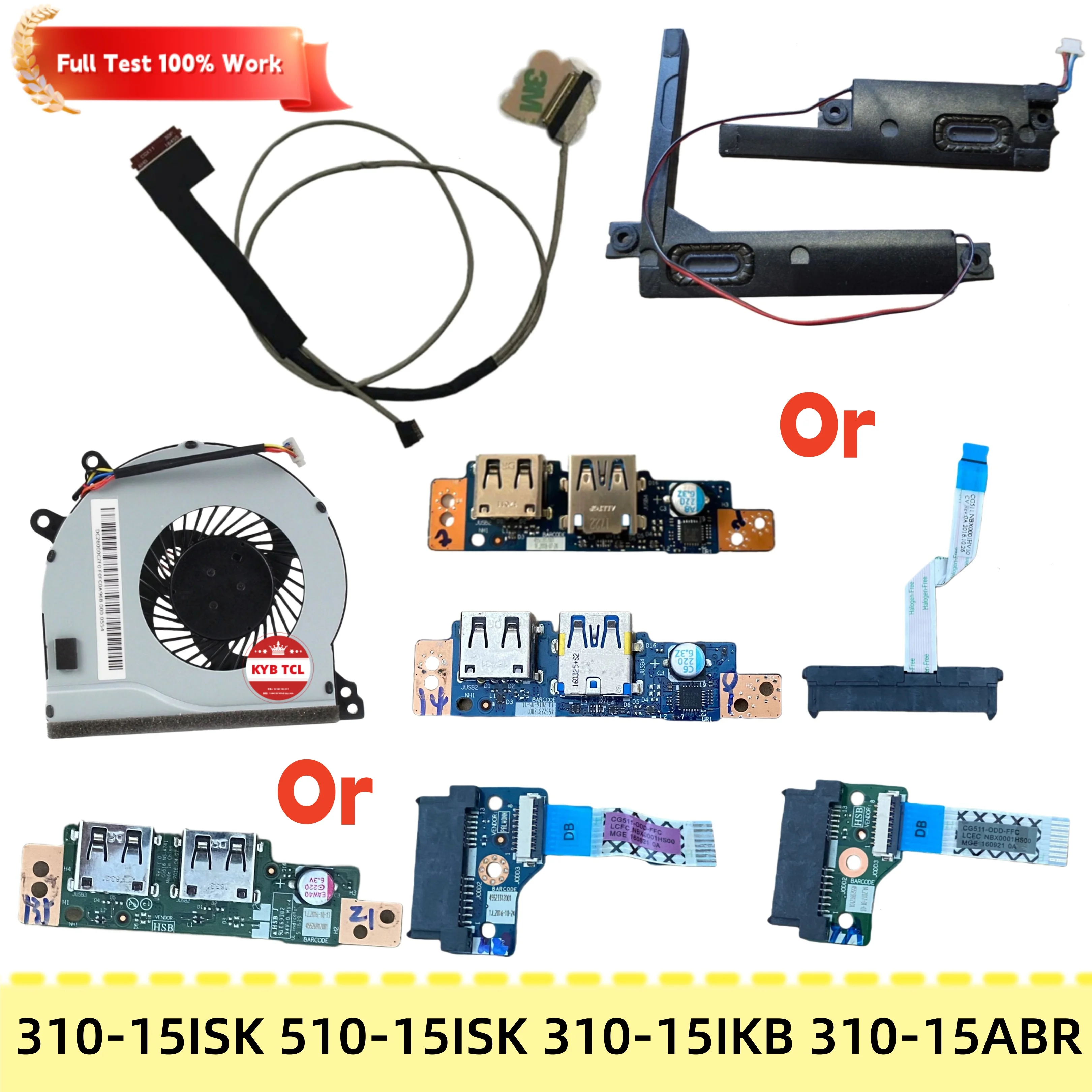 Фото NS-A754 NS-A743 NS-A741 NS-A757 NS-A751 PK23000NSY0 Плата оптического привода, USB-плата, кабель для жесткого диска, вентилятор, динамики, кабель для ЖК-экрана для Lenovo 310-15ISK 510-15ISK 310-15IKB 310-15ABR №1