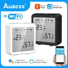 Умный Термометр-Гигрометр Aubess Tuya, Wi-Fi сенсор влажности и температуры в помещении с дисплеем и поддержкой Alexa и Google Home