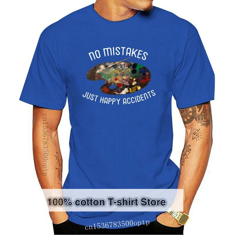 

one yona Bob Ross T Shirt BOB ROSS MISTAKES HAPPY ACCIDENTS T-Shirt Printed Cute Tee Shirt Fashion Short-Sleeve Oversize Tshirt