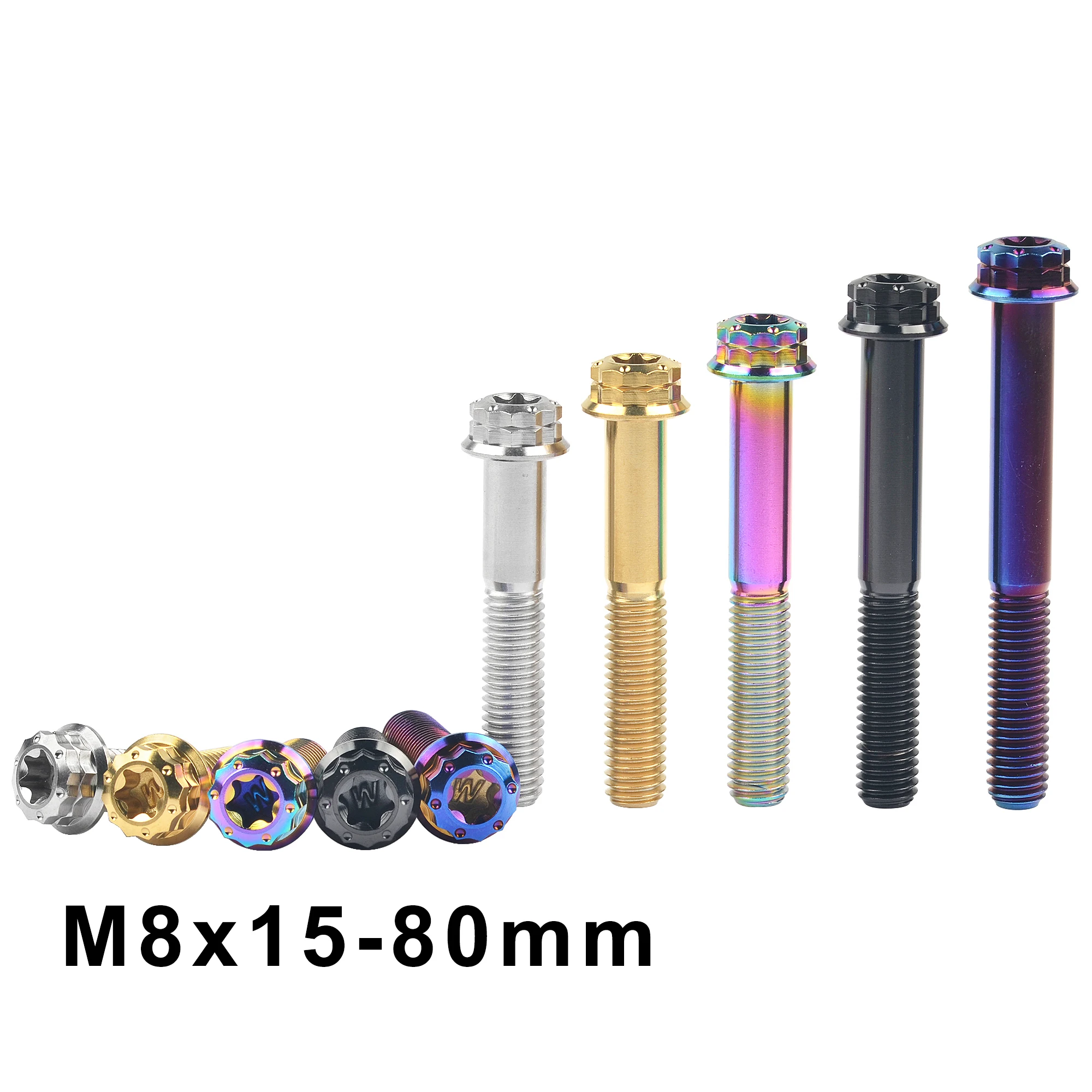Титановые болты Weiqijie M8x15 - 80 мм 1,25 мм Шаг 12 точек Фланцевая головка Torx 40 винтов для модернизации суппорта мотоцикла