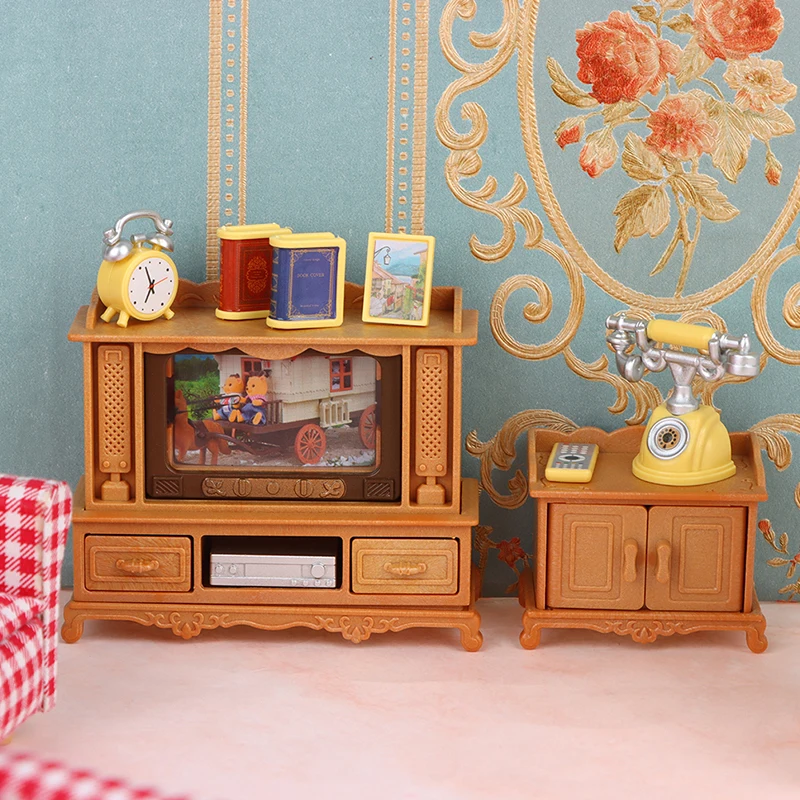 

1:12 Dollhouse Miniture Simulation TV Cabinet Telephone Model Furniture Scene Toy Doll House Decor Dollhouse Accessories