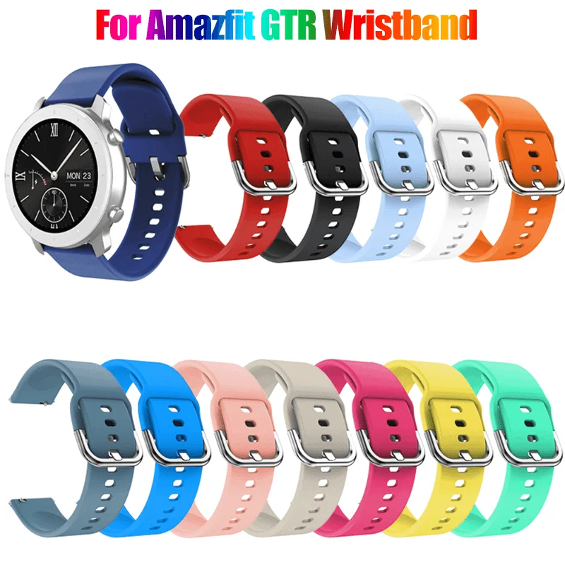 

Replacement Watchband Strap For Huami Amazfit GTR 42mm/47mm Silicone Silver Buckle Strap Two Size Available Smart Accessories