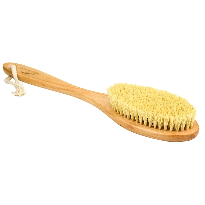 

SOUTH FIN 1PC Long Wooden Handle Bath Body Brush Removable Bristle Exfoliating Dry Skin Back Scrubber Shower Cleaning Massager