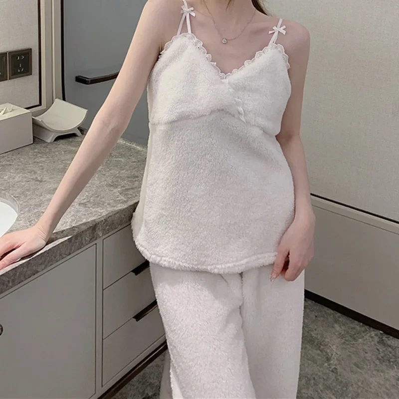 Зимний пижамный комплект из 3 предметов кораллового флиса женская одежда для сна