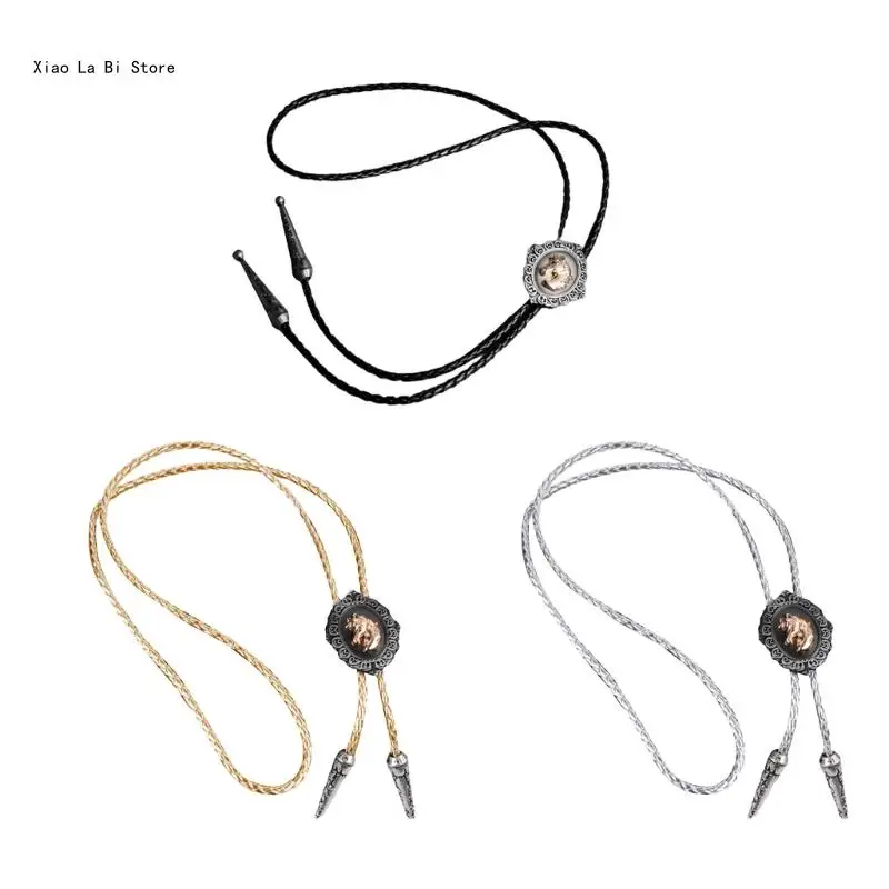

XXFD Bolo Tie for Men Western Cowboy Style Necktie with Alloy Horse Head Buckle Gentleman Halloween Costume Accessories