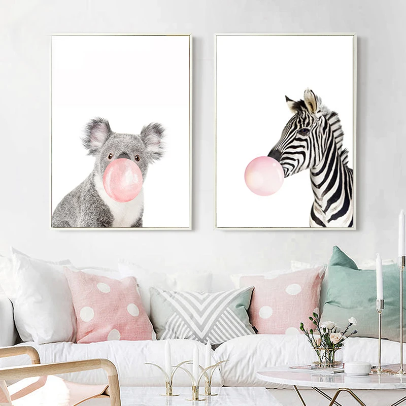 Kawaii Animal zebra Скандинавская Картина на холсте художественный печатный плакат