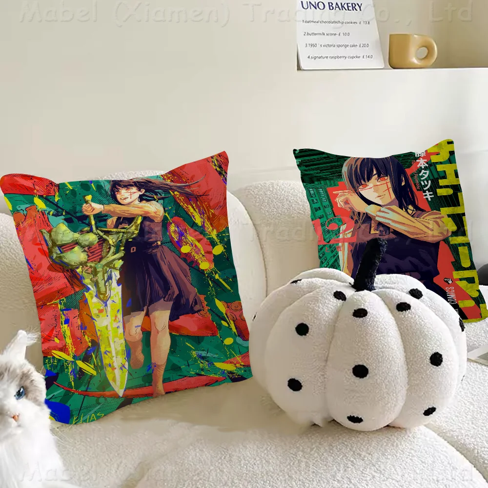 Amine Girl Mitaka Asa Chainsaw Man Pillowcases Home Bedding Decorative Pillow Cover Wedding Super Soft Case
