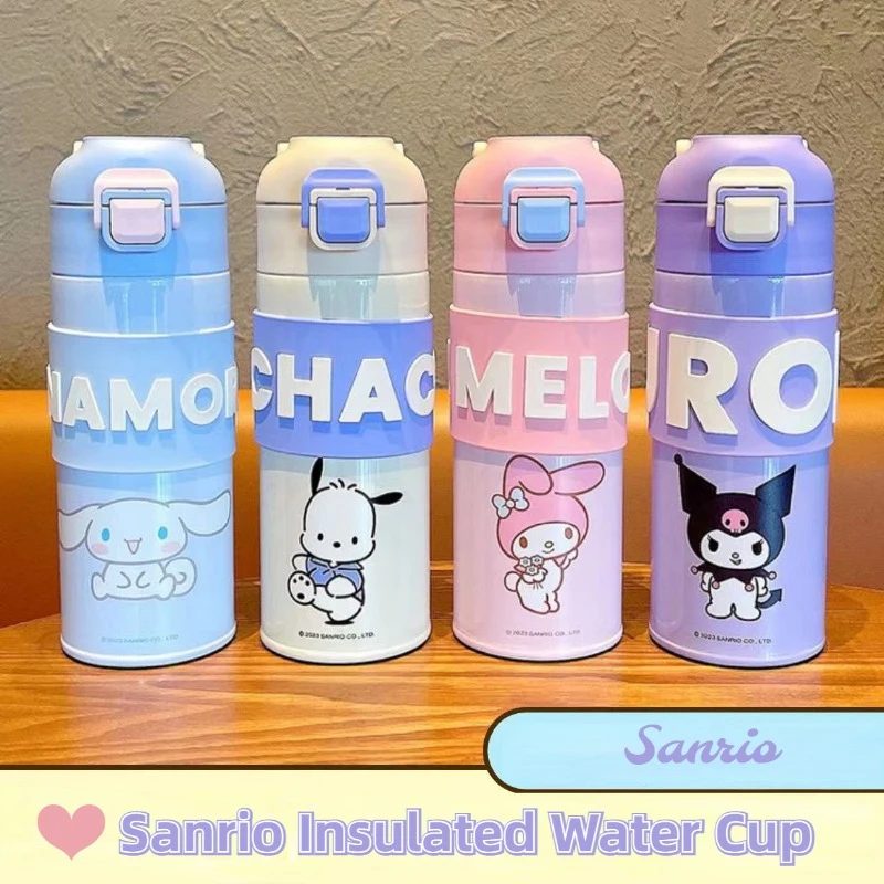 

400/500ml Kawaii Sanrio My Melody Kuromi Cinnamoroll Pachacco Thermos Water Cup 316 Stainless Steel Material Children Water Cup