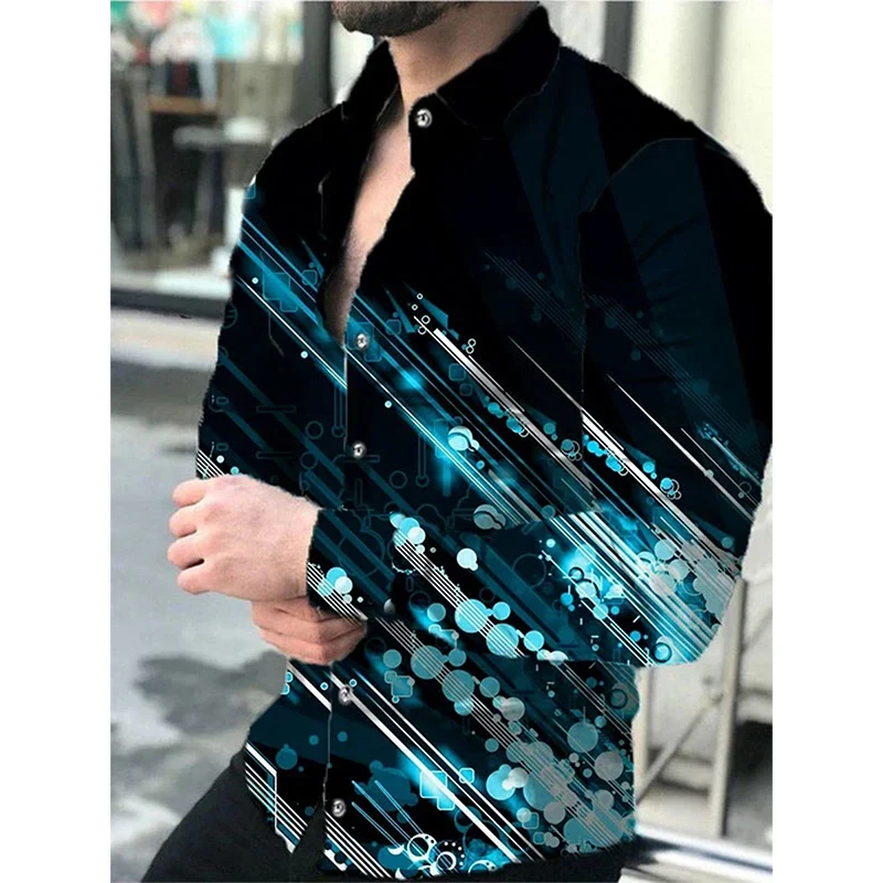 

Spring Men Fashion Shirt Printed Long-sleeved Men's Clothing Shirt Turn-down Collar Buttone Casual Streetwear Brand New Arrival