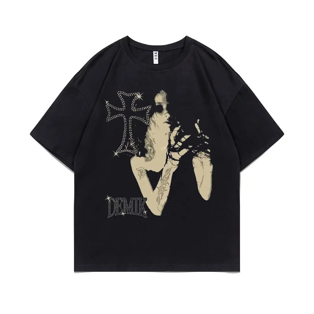 

Spider Web Girl Graphic Print T-shirt Men Women Fashion Hip Hop Tshirt Woman Black Loose T Shirt Unisex Vintage Tee Short Sleeve