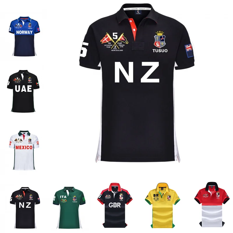 

Роскошные летние спортивные рубашки-поло с коротким рукавом для мужчин, высококачественные хлопковые рубашки с вышивкой