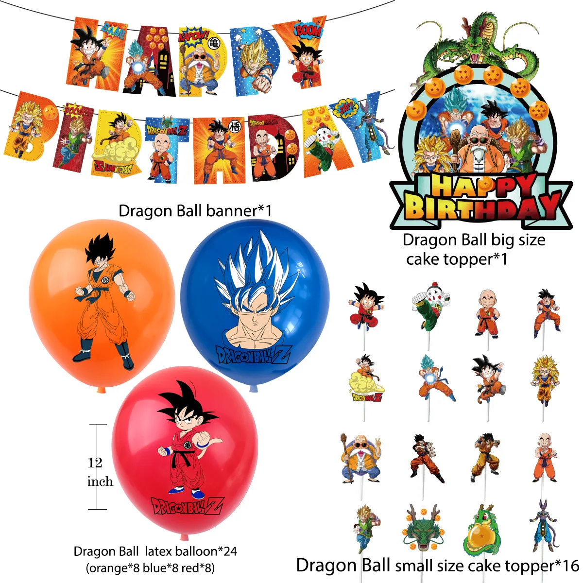 Anime Dragon Ball Theme Party Monkey King Background Tablecloth Dinner Plate Flag Balloon Birthday Party Interior Decoration Set images - 6