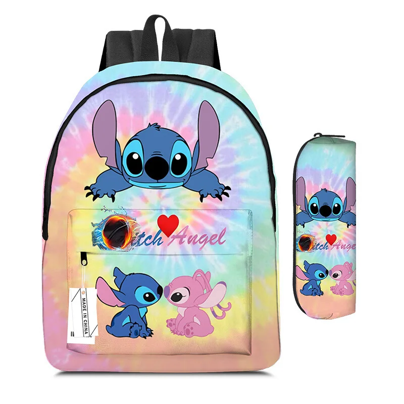 

2PC-SET MINISO Disney New Animation Cartoon Stitch Backpack Pencil Case Student Backpack Pencil Case Best Gift for Children
