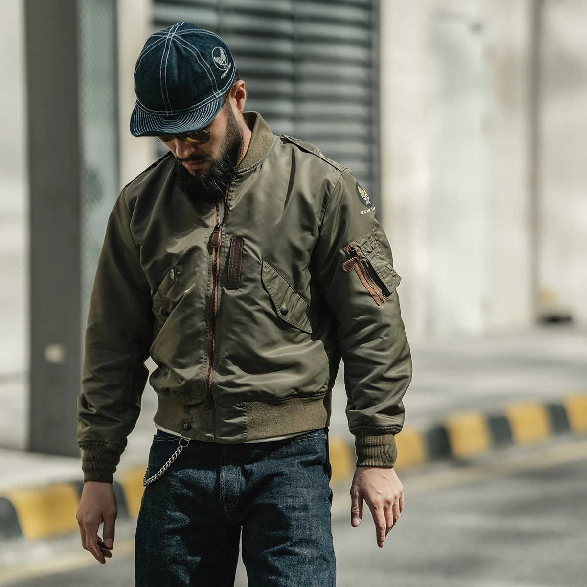 Bronson Type L-2 Flight Jacket Waterproof Nylon Lightweight Bomber Outerwear MA-1