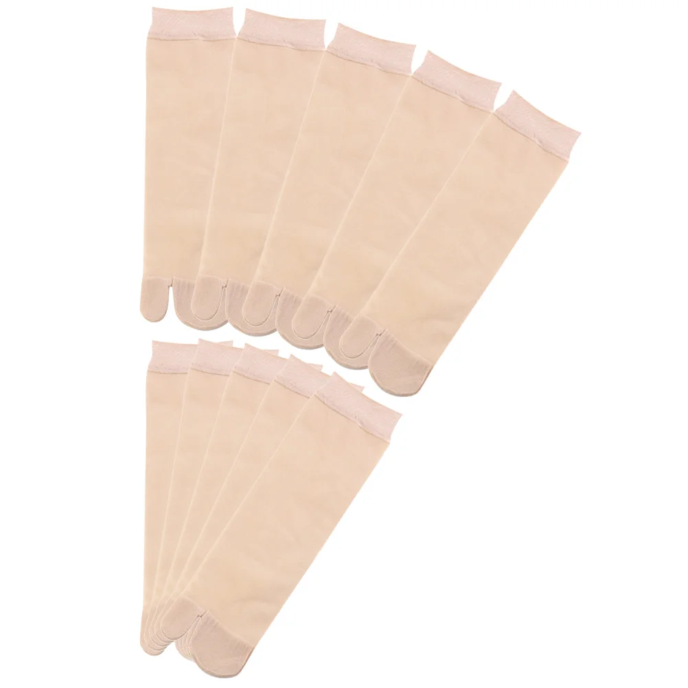 

5 Pairs Japanese Style Stockings Flip For Women Chinlon Universal Breathable Stockings Big Toe Elastic Socks Nylon Warm