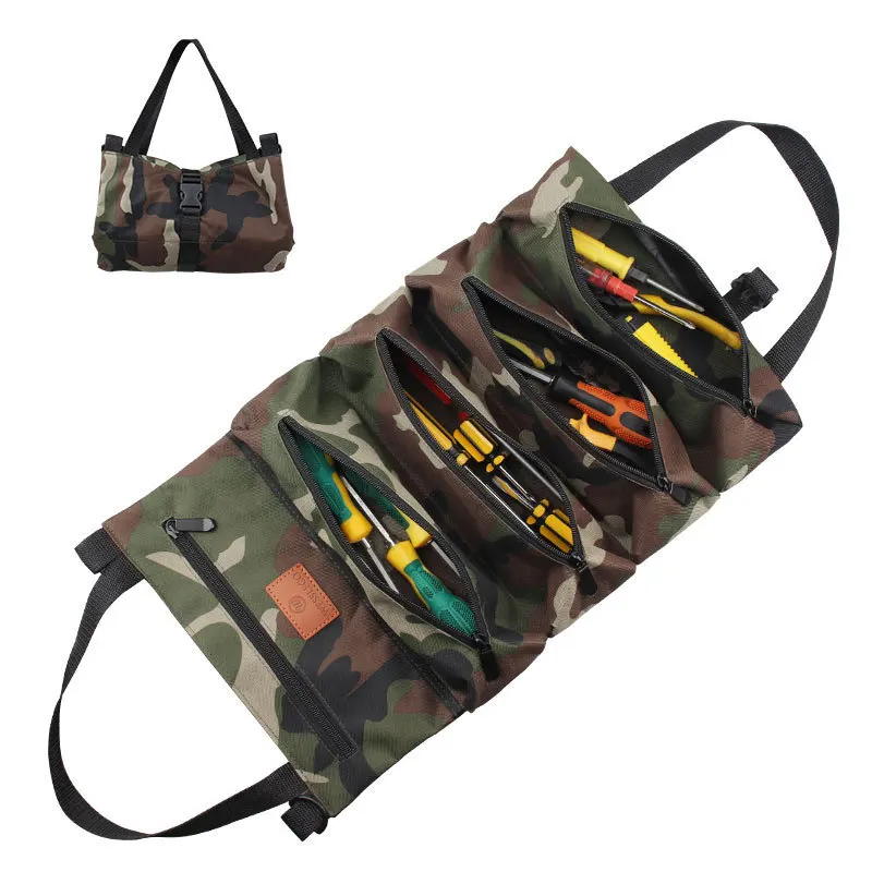 

Roll Up Tool Bag Multi-Purpose Tool Pouch Wrench Screwdriver Organizer Garden Tool Bag Hanging Zipper Carrier Tote Storage Bag