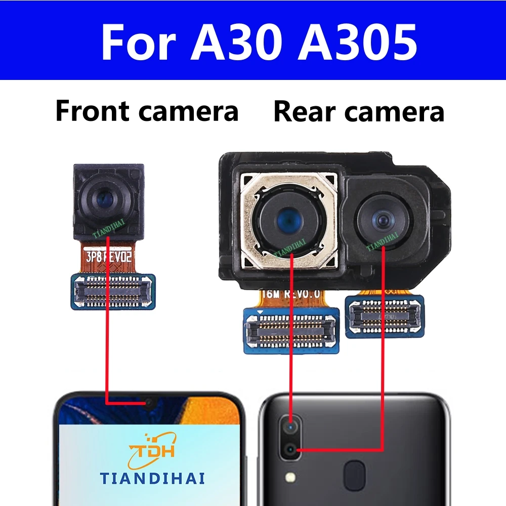 

Original Front Selfie Rear Back Camera For Samsung Galaxy A30 A305 A305F Main Facing Wide Ultrawide Camera Module Flex Cable