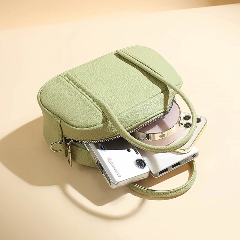 Solid Color Simple Shoulder Bag for Women Brand Small Underarm Bag Soft Pu Leather Tote Casual Women's Bowling Purse Trendy Bags