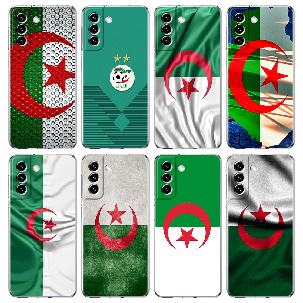 

Algeria Flag Transparent Cover for Samsung Galaxy S22 S20 S21 FE Note 20 10 Ultra S10 S10E S9 M21 M22 M31 Lite Plus Case Fundas