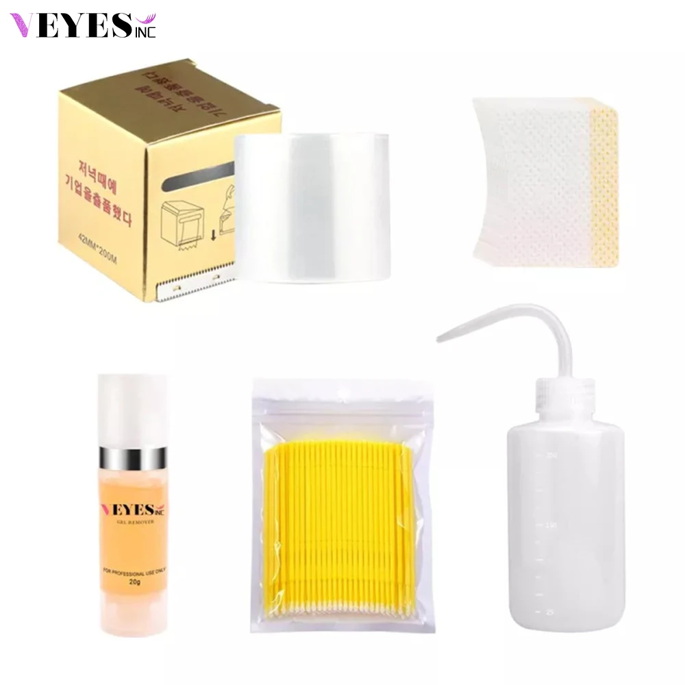 

Veyes Inc Eyelash Extensions Removal Kit Eyelash Extension Gel Remover Kit with Film Water Rinse Bottle Makeup Tools Lash Kit