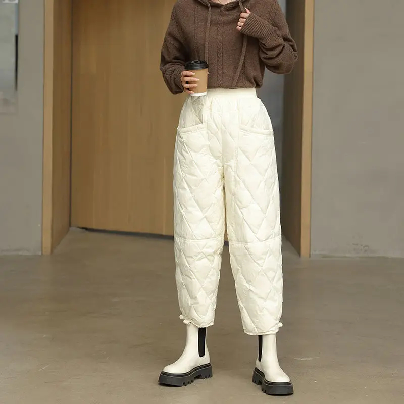 Женские зимние новые эластичные шаровары с высокой талией модные элегантные