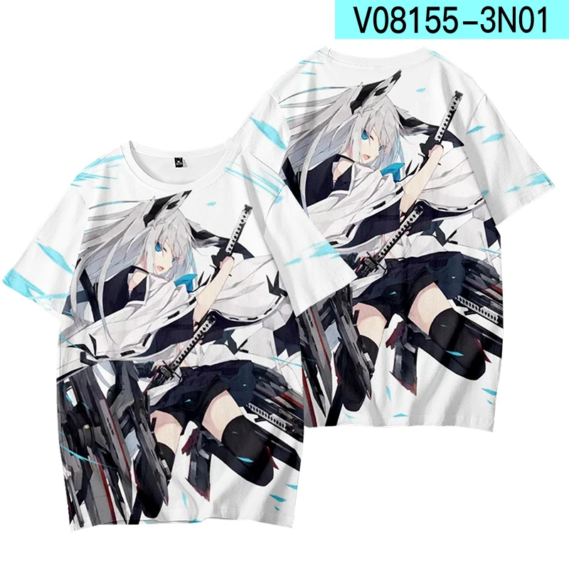 Футболка VTuber Shirakami Fubuki из аниме с коротким рукавом Повседневная Толстовка для