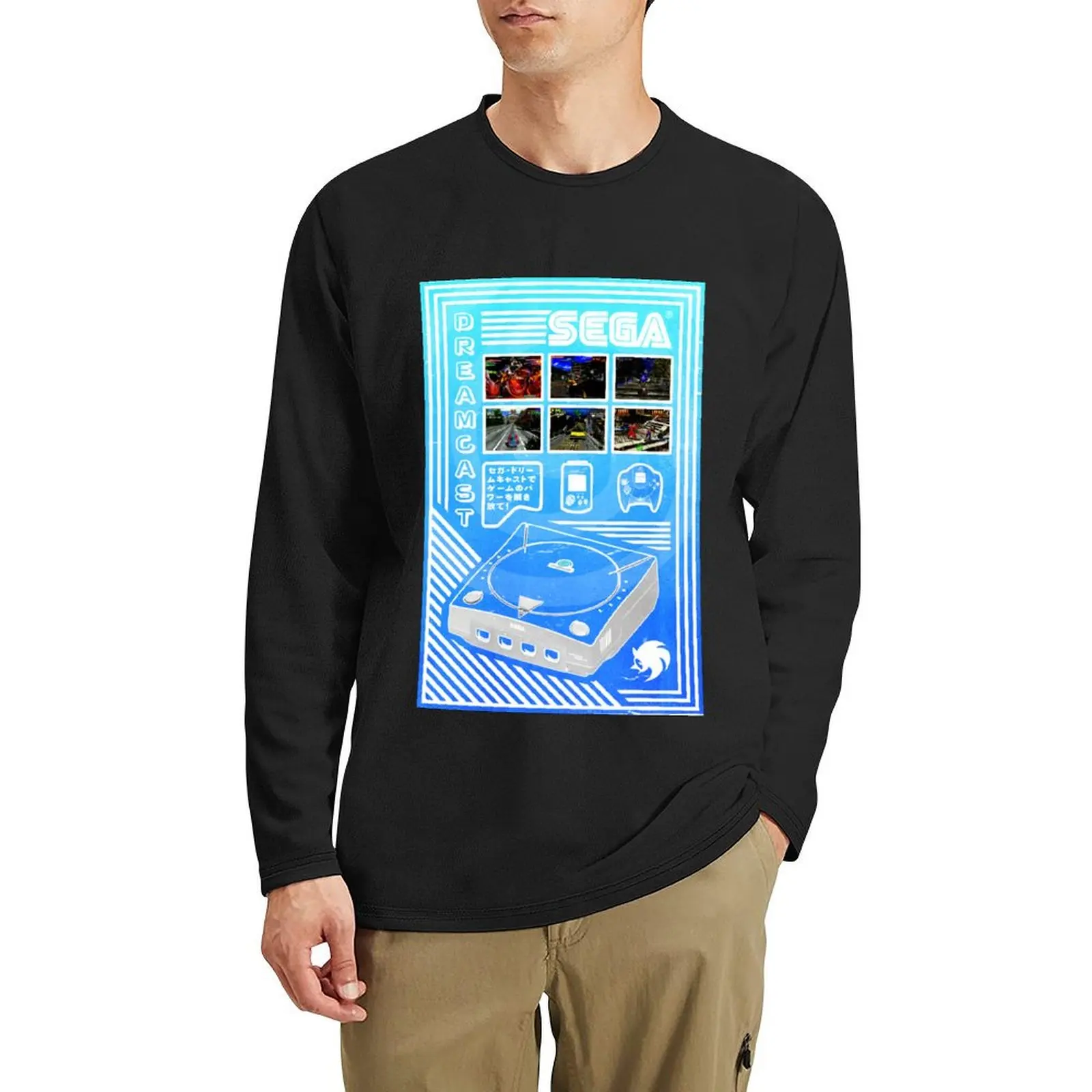 Длинная футболка Sega Dreamcast Vector Design с аниме черная эстетичная одежда мужская