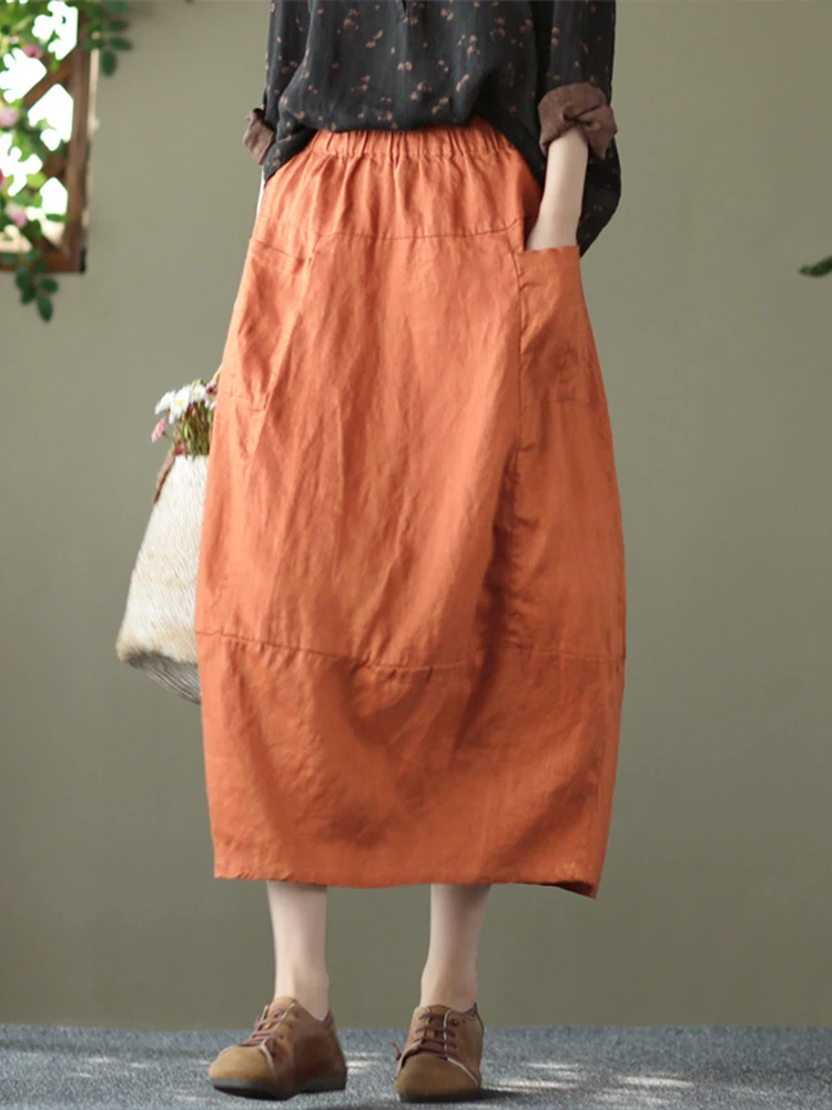 Модная летняя льняная одежда FairyNatural 2022 Повседневная Женская юбка Хлопковые