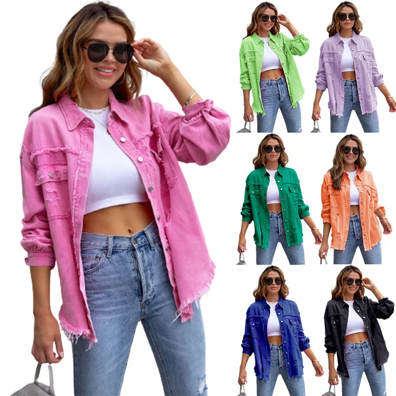 

Jackets for Women 2023 New Street Trendsetters with Worn-out Ruffles and Worn Demin Jacket Women Coats
