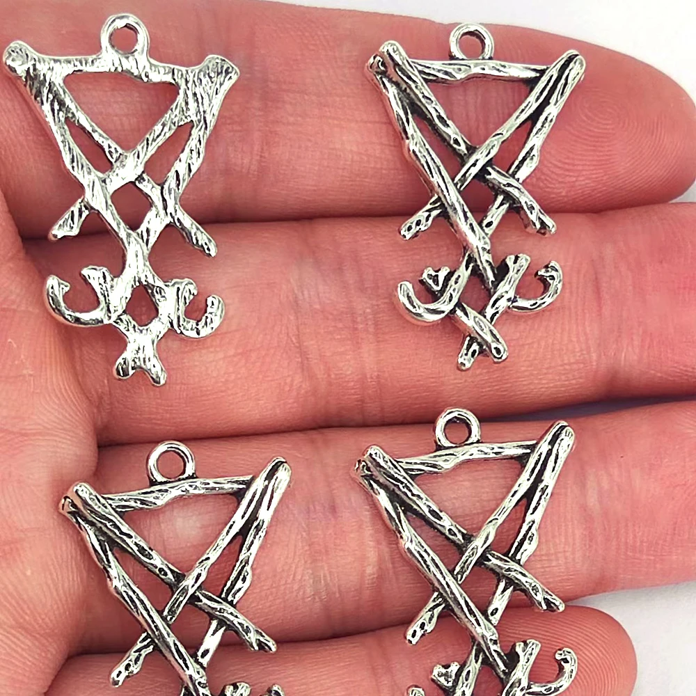 

5pcs Seal of Lucifer Satanic Sigil of Baphomet Metal Pendant CHARM Gothic Dark Pagan Satan Men WOMEN DIYJewelry Accessories