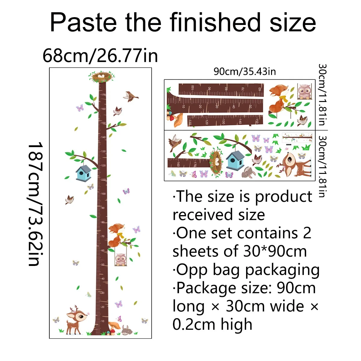 Настенная наклейка рост детей мультяшные животные