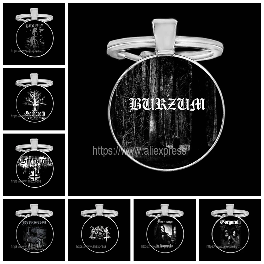 Фото Норвежская группа черные брелоки Burzum для мужчин крутой стеклянный брелок для ключей №1