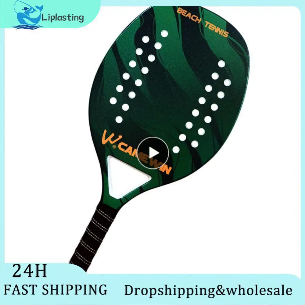 

Durable Tennis Racket Outdoor Sports Full Carbon Fiber Beach Racket Sports Equipment Fitness Paddle Racket Green/orange With Bag