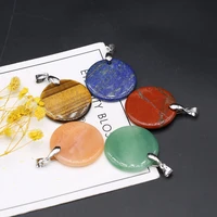 natural oblate shape quartz agate jade stone pendants wax thread chain necklace accessories jewelry making gift