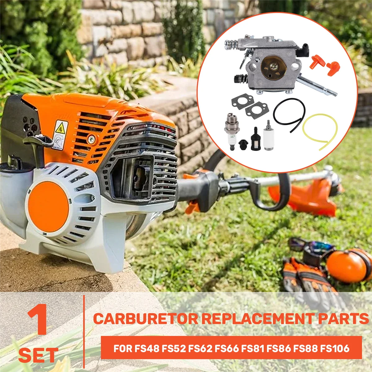 Фото Комплект запасных частей ABFKW, карбюратор для Stihl FS48 FS52 FS62 FS66 FS81 FS86 FS88 FS106 Walbro WT-45, детали №5