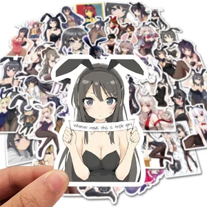 td zw 50pcslot sexy bunny girls stickers cartoon anime sticker for laptop car phone bicycle decal pvc waterproof stickers free global shipping