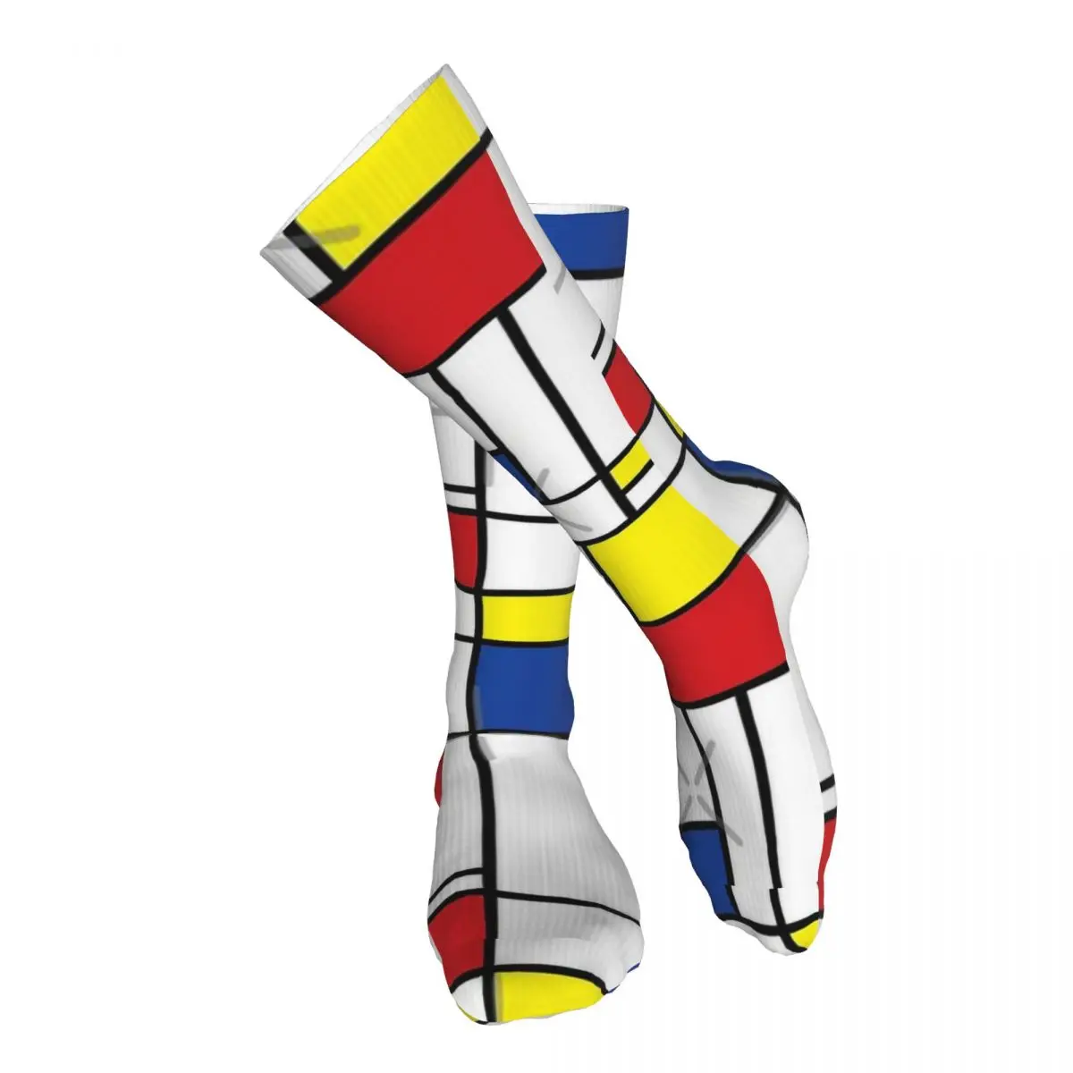 

Mondrian Minimalist De Stijl Modern Adult Stockings Breathable For Daily Matching Thigh length Socks Bright Colours