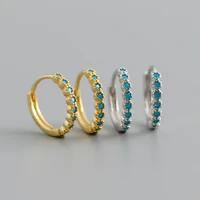 925 sterling silver minimalist turquoise hoop hugies earrings high quality women accessories 18ct gold plated gemstones jewelry