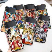 japanese anime one piece coque phone case for samsung galaxy z flip 3 5g black hard cover zflip 3 luxury shockproof bumper funda