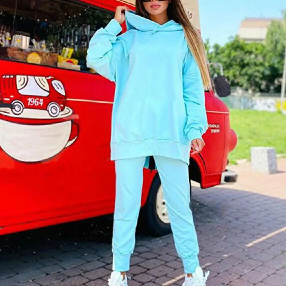 

2Pcs/Set Casual Outfit Back Zipper Sweatshirt Pants Set Winter Letter Print Loose Fit Hoodie Jacket Sweatpants Set