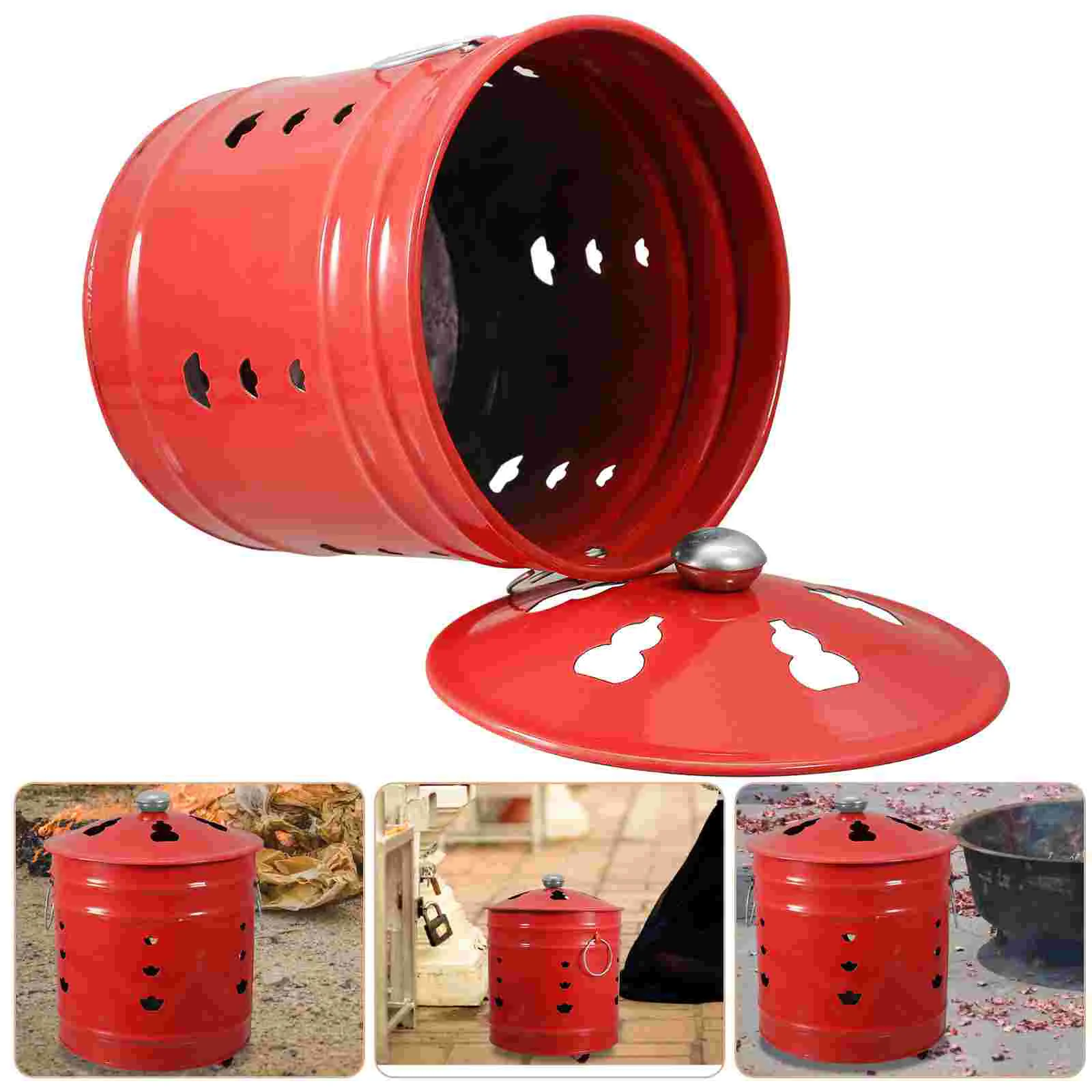 

Burning Gold Bucket Incinerator Barrel Household Can Home Supply Enamel Worship Temple