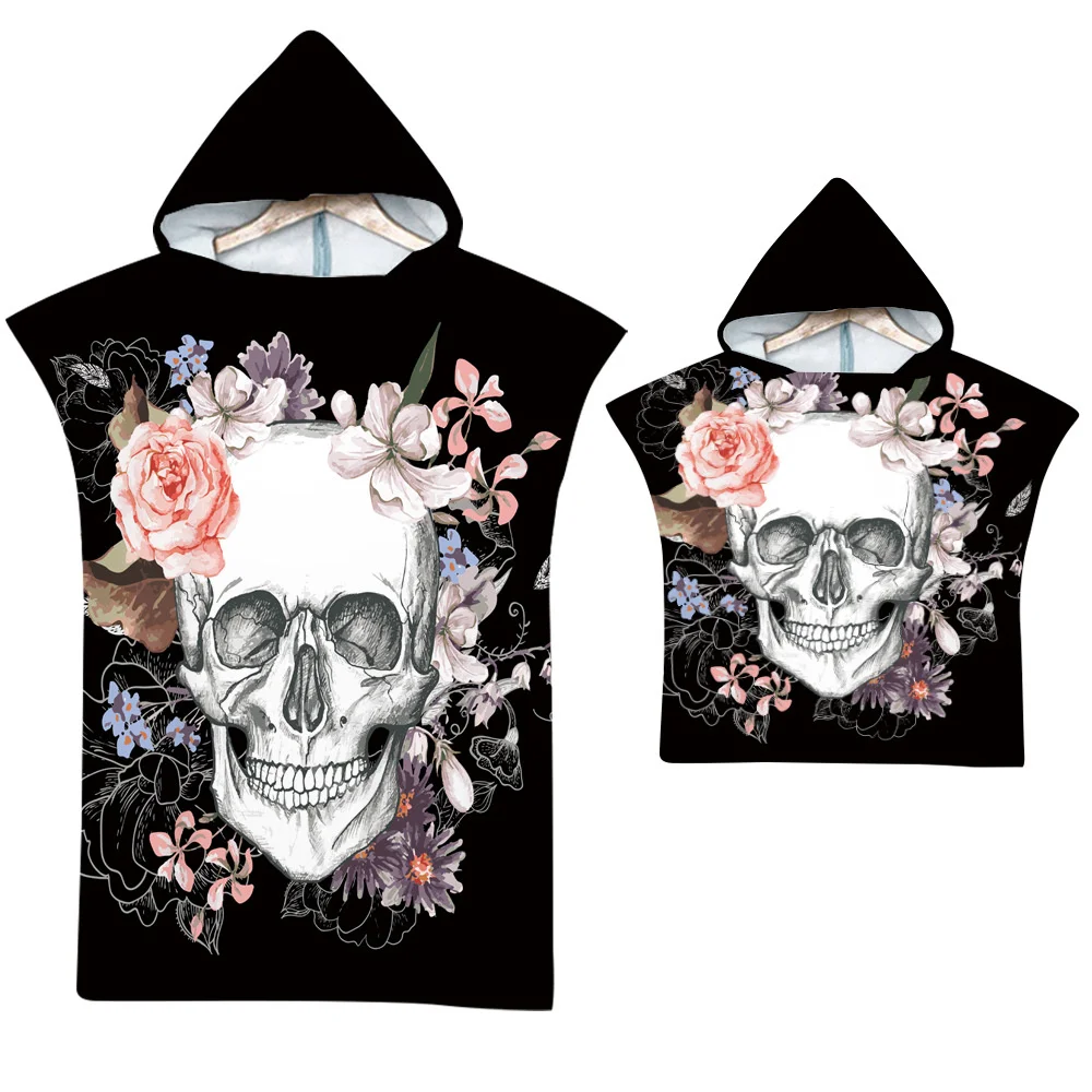 Пляжное полотенце из микрофибры с черепом и скелетом быстросохнущая накидка