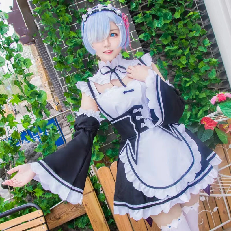 Костюмы для косплея аниме Re Zero Yor платье горничной Рем рам носки волос с