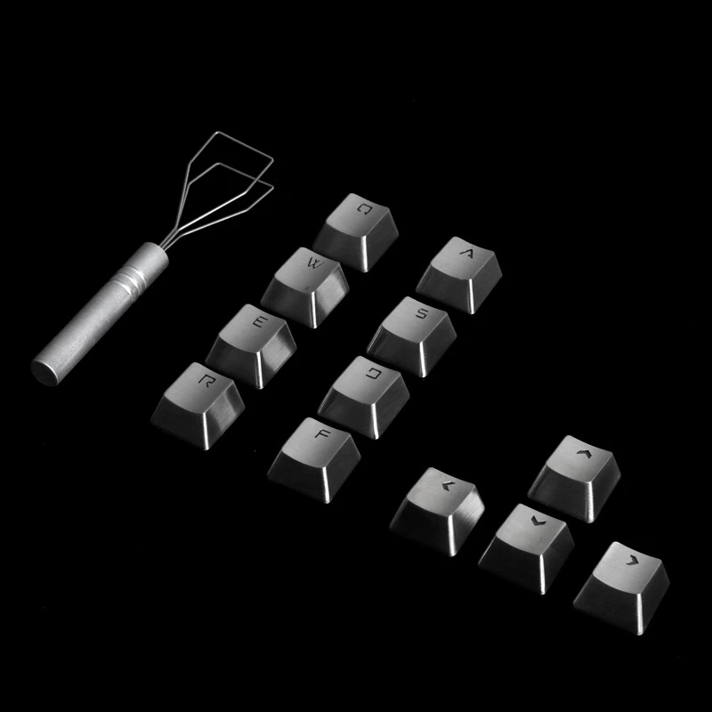 

QWER ASDF Stainless Steel KeyCaps Game Direction Computer Mechanical Keyboards 26 Key Caps Accessories