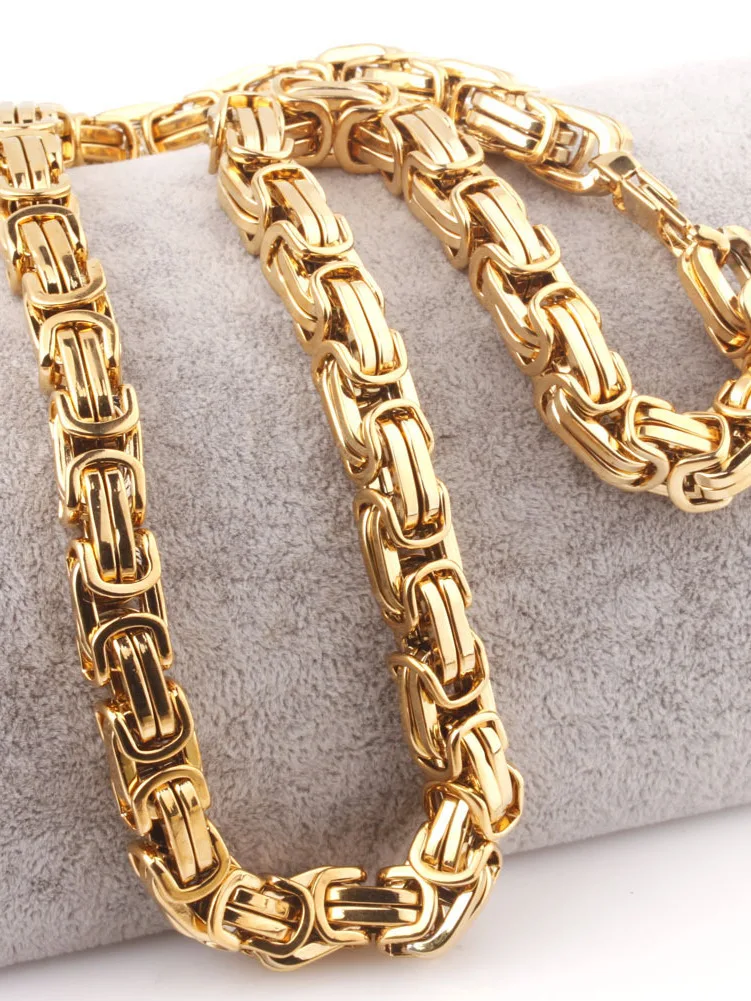 Огромная тяжелая нержавеющая сталь шириной 12 мм 15 византийская цепочка ожерелье