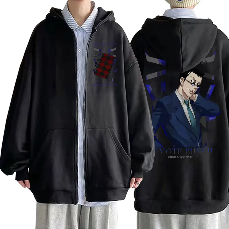 

Japanese Anime Hunter X Hunter Leorio PaladiKnight Graphic Zipper Hoodie Men Women Manga Jacket Male Casual Zip Up Sweatshirt
